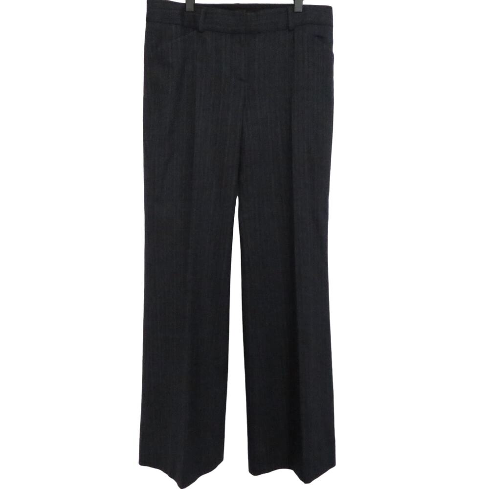 Elie Tahari Womens Sz 4  Dark Gray Talia Wide Leg Wool Blend Nightfall Pants